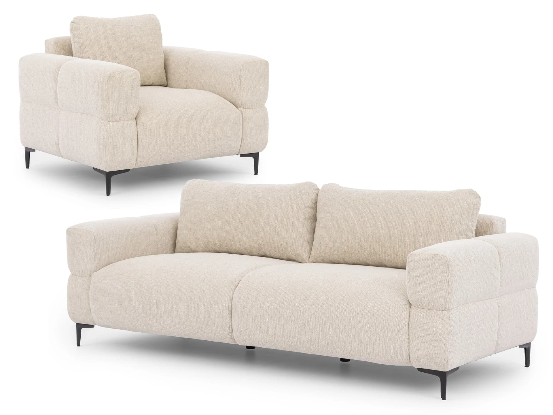 Cardea – Moderne Polstergarnitur 3+1 in Bubble-Optik aus weichem Strukturstoff mit hohem Sitzkomfort
