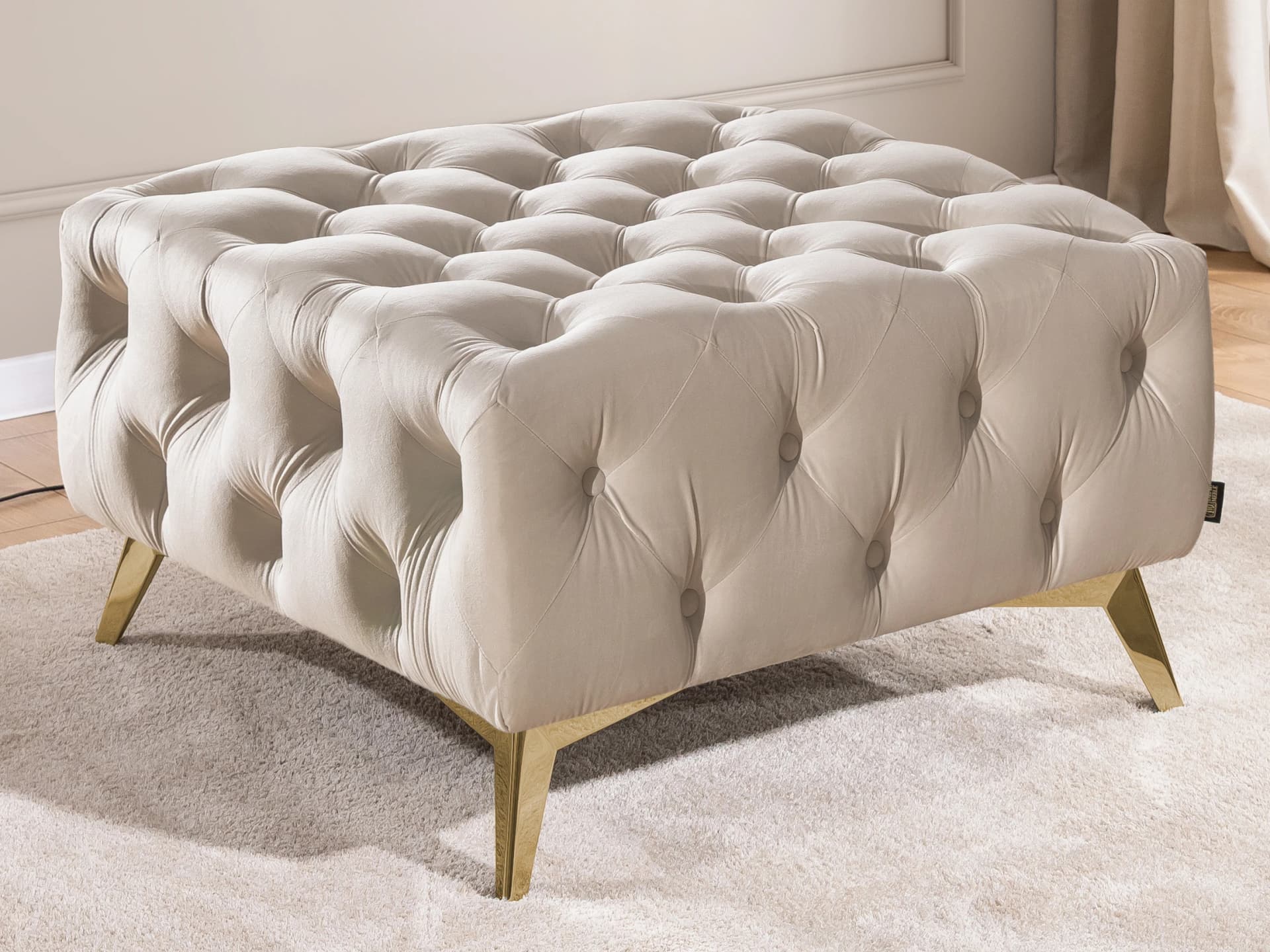 Farbe - Beige, Fussfarbe - Gold Glanz